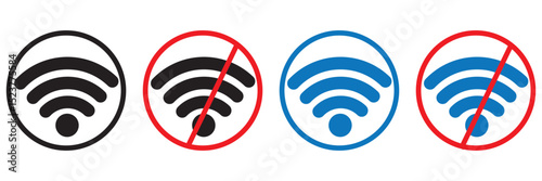 Disconnect wi-fi icon set. connection and Disconnect  sign symbol. vector design eps 10.