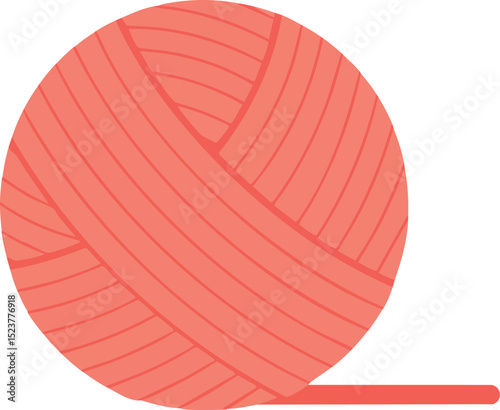 Ball of yarn in coral color for knitting and crafting projects vector illustration 
