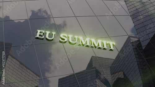 EU Summit Event Banner on Glass Building 