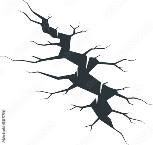 Cracked Ground Vector Illustration of Fractured Earth Surface with Jagged Edges 