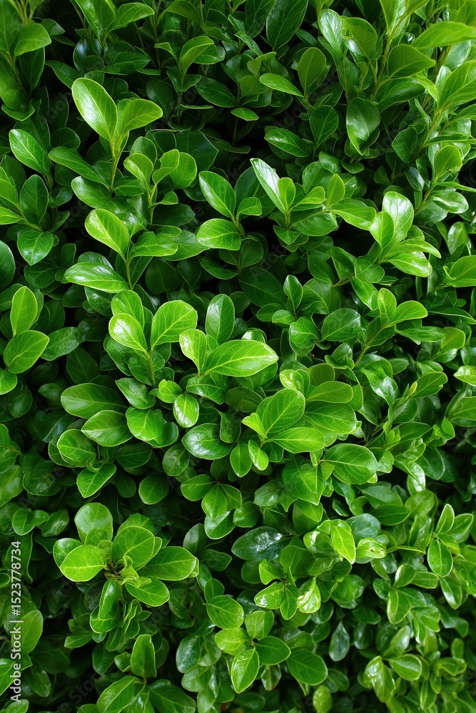 Obraz premium Vibrant green foliage with glossy leaves creating a dense and lush hedge