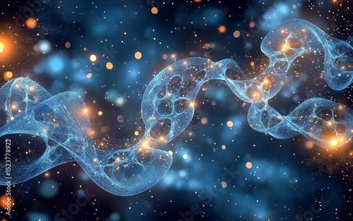 Ethereal Cosmic Waves with Glittering Stars and Nebulae