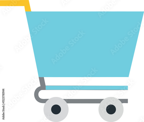 Shopping cart icon simple blue and yellow colors flat vector illustration design