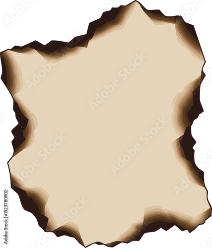 Torn burnt paper edges with beige center vector illustration isolated on white background 