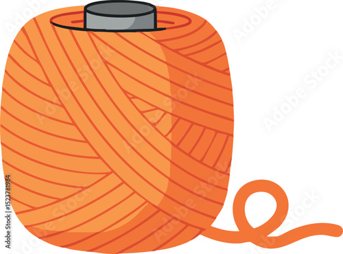 Orange thread spool illustration for sewing crafts and textile projects vector 