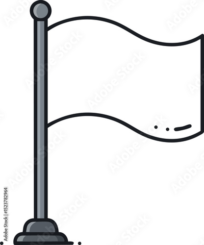 Waving white flag on pole symbolizing surrender or peace vector illustration 