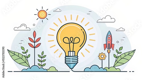 Idea Bulb and Sun Merge: Radiant Logo for Startups and Bright Concepts