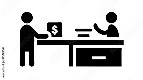 Simple Vector Icon of Customer Making Payment at Retail Store Counter