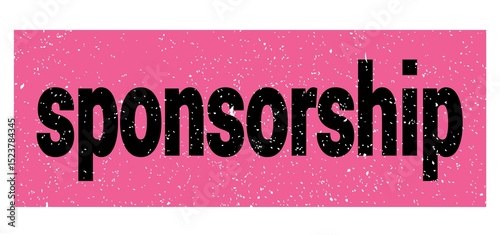 sponsorship text written on pink-black stamp sign.