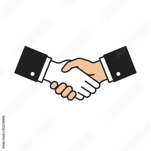 Handshake illustration symbolizing business agreement partnership deal or cooperation with formal suit