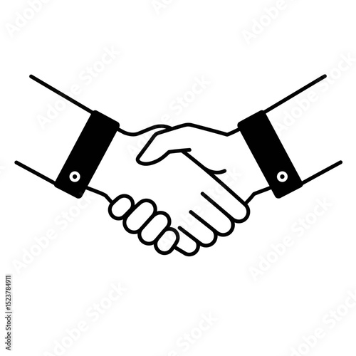 Business Handshake Icon Symbolizing Agreement Partnership and Collaboration in Black and White