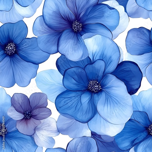Hydrangea Flower Seamless Pattern. Generative AI