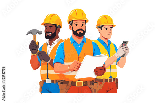 vector icon of builders at work, Creation of visual elements related to construction, Design of websites and mobile applications, Creation of logos and pictographs, advertising.