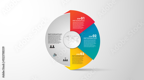 Business visualization infographic circle design template with 3 steps, or process. Business presentation.
