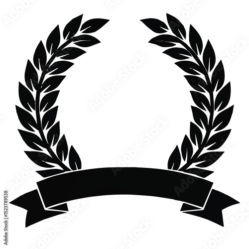 A black laurel wreath with ribbon-