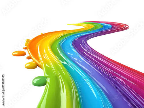pride month concept. Colorful paint flowing in a wavy pattern against a black background. isolated on white background