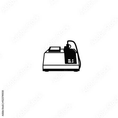 Silhouette of a PCR machine with a flat rectangular body on white background