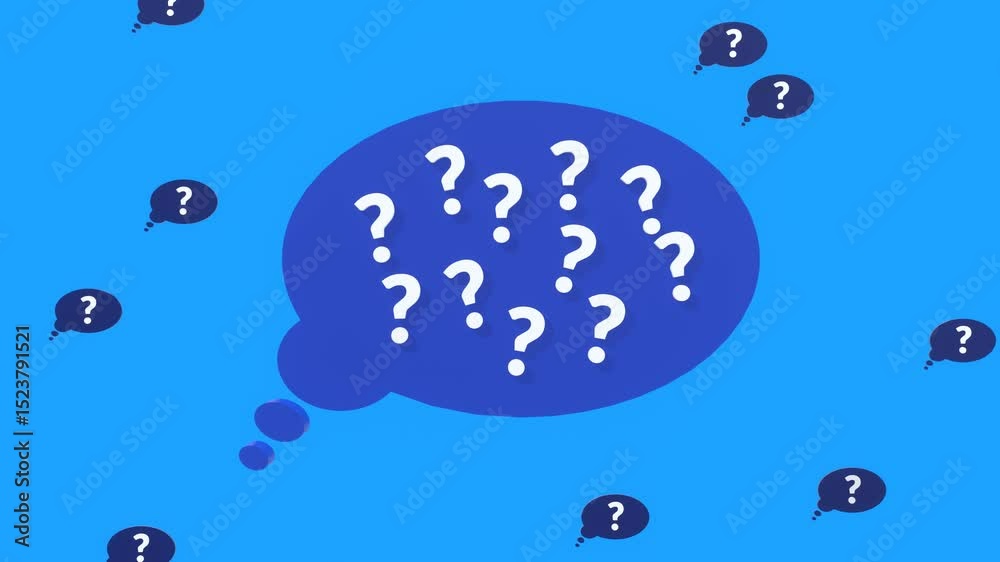 Animated speech bubble filled with multiple question marks. Perfect for ...