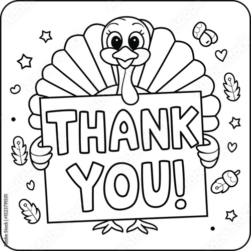 Thanksgiving Thank You Turkey Coloring Page