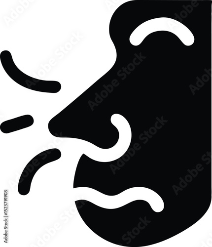 Inhaling scent icon, action of inhaling a scent vector