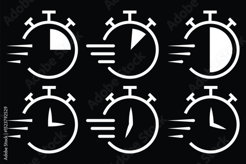 Stopwatch icons set. Timer symbol. Stopwatch, timer icons set. Speed ​​measurements.