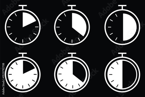 Stopwatch icons set. Timer symbol. Stopwatch, timer icons set. Speed ​​measurements.