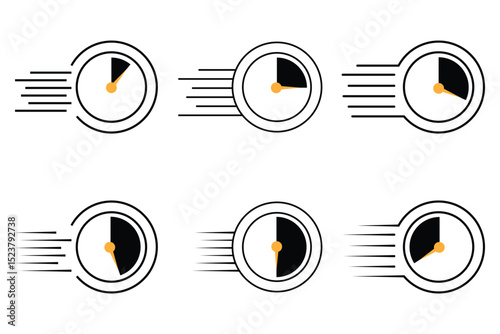 Quick timer icon. Fast time icon set. Fast stopwatch. Timer linear icon.
