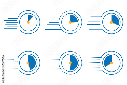 Fast timer icon set. Fast stopwatch. Timer linear icon. Stopwatch icon set, Timer, clock.