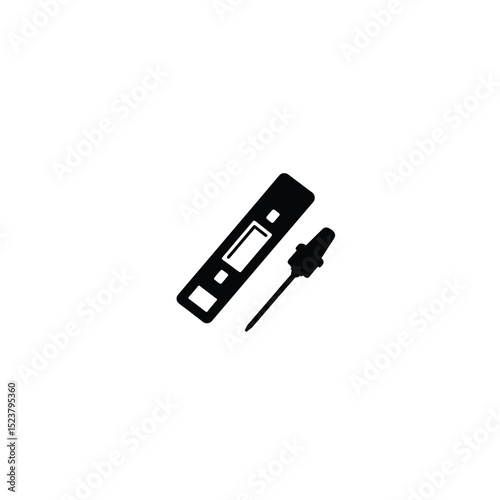 Silhouette of a rapid antigen test kit with a dropper on white background