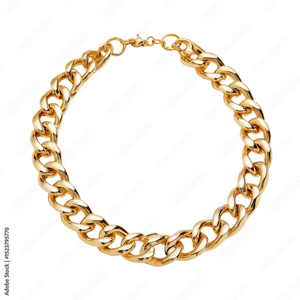 Obraz premium Gold curb chain necklace isolated on white background
