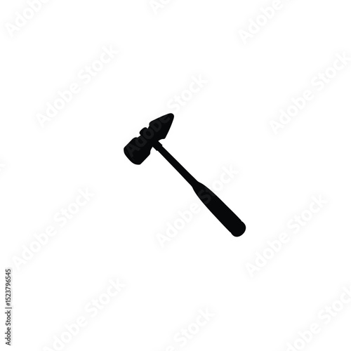 Silhouette of a reflex hammer with a triangular rubber head on white background