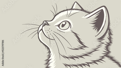 Fluffy Kitten Vector Art Cute British Shorthair Design Illustration Vector