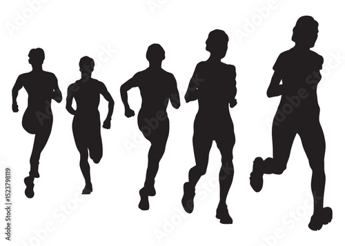 People athletes on running race on white background