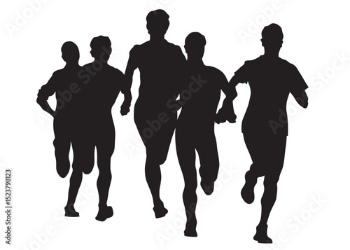 People athletes on running race on white background