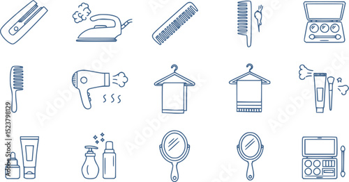 Bathroom & Beauty Icons: Hair Makeup & Hygiene Essentials
