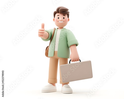 3D cartoon of a young Hispanic intern