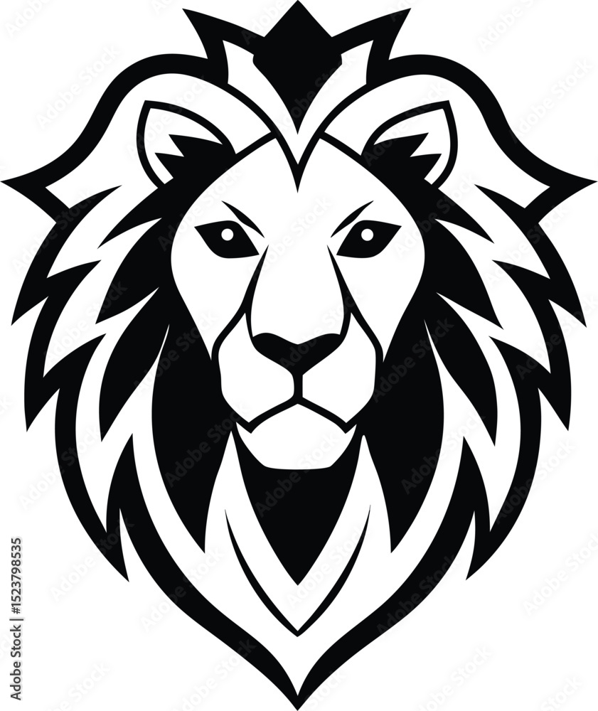 Obraz premium Lion head silhouette with tribal elements