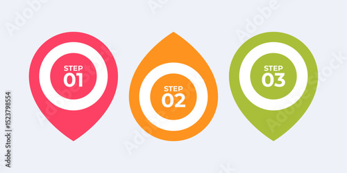 Three step process with headers and description
