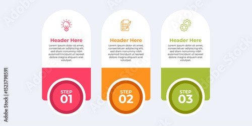 Three step process with headers and description
