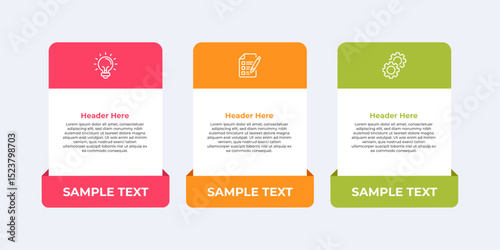 Three step process with headers and description
