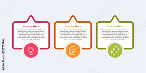 Three step process with headers and description