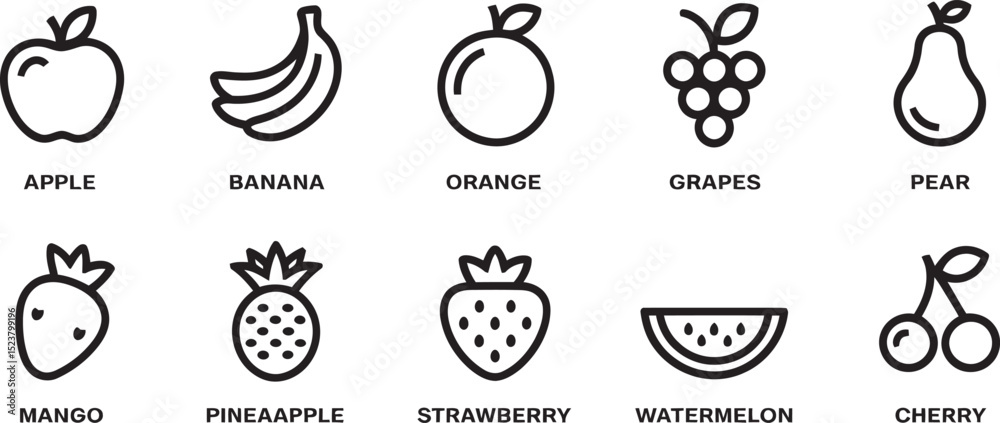 Fototapeta premium set of fruits icon