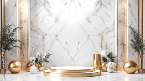 Realistic pedestal. scene for mockup products, stage showcase, promotion display