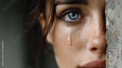 Anxiety disorder through stress healing and support concept. A close-up portrait of a woman expressing deep emotion and vulnerability.