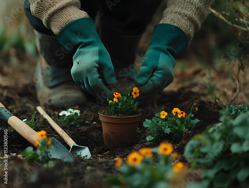 gardening tools in the garden