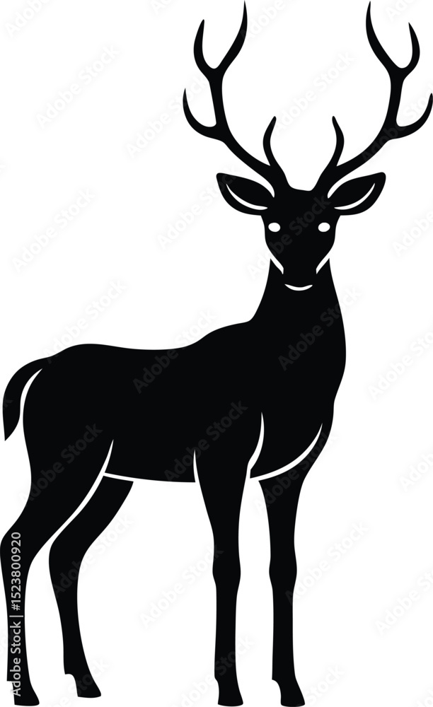 Obraz premium Elegant Deer silhouette standing in forest illustration 