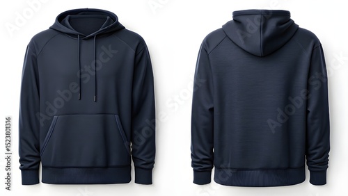 Navy Blue Hoodie Mockup Front and Back Views for Apparel Design and Branding