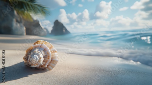 Seashell serenity on a tropical beach, whispering of oceanic adventures and relaxation