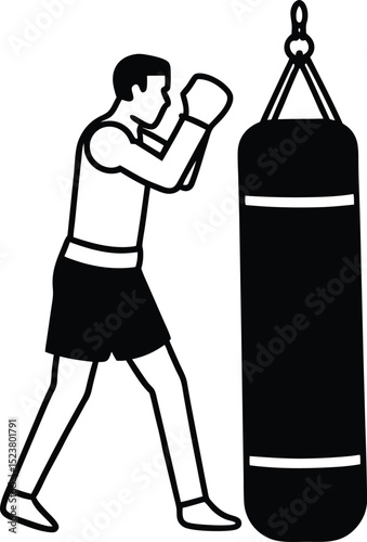 Boxer punching bag silhouette design silhouette