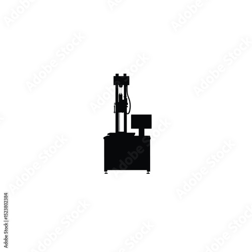 Silhouette of an automated urine analyzer with a tall structure on white background